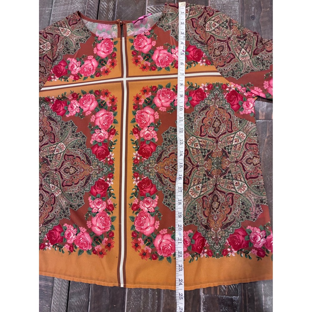 Flying Tomato Womens Blouse XL Paisley Floral Print Long Sleeve Round Neck Top - Picture 10 of 10